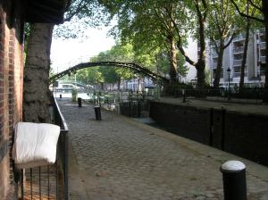 Romantic bridge near the canal? Someone's slept rough here, a continuing necessity for too many in Paris, and a useful reminder for the complacent tourist.